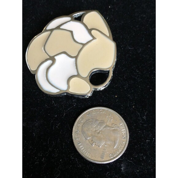 Vintage Kelly Waters Enamel Abstract Art Pin/Pendant Silvertone Beige Toned - Picture 5 of 5